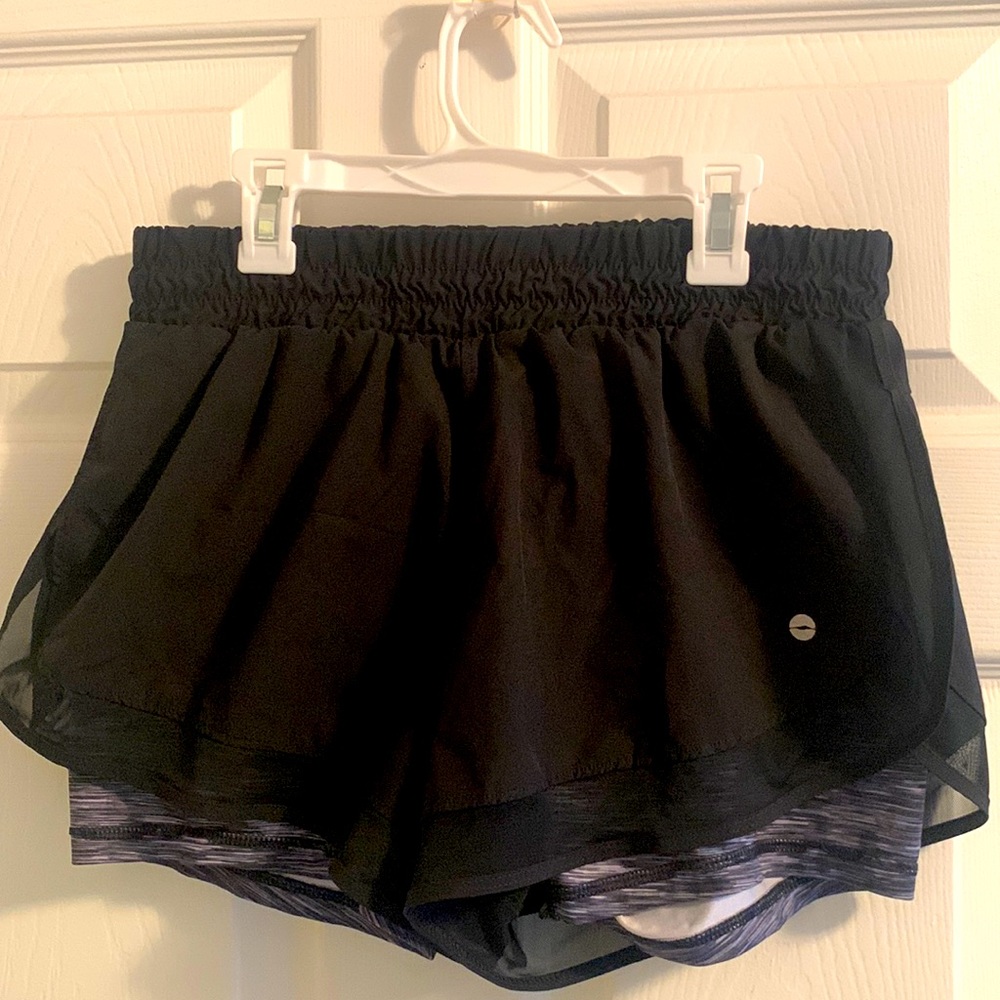 Black and Grey Running Shorts W/ Built in Spandex Shorts (Medium 8/10)